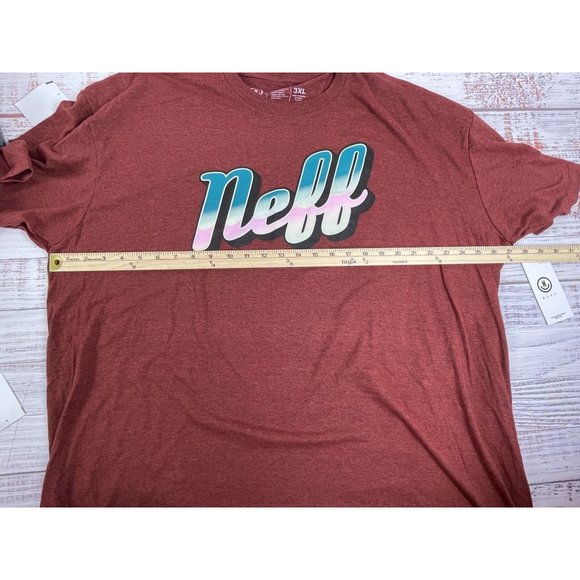 NWT Neff  Logo Heather Maroon Short Sleeved T-Shirt 3XL - Picture 5 of 6